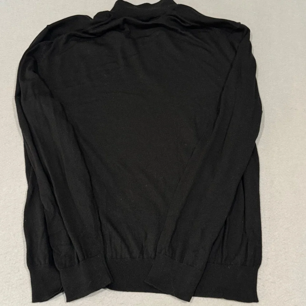 Jos. A. Bank Quarter Zip Sweater Mens XXL Black 100% Merino Wool Traveler